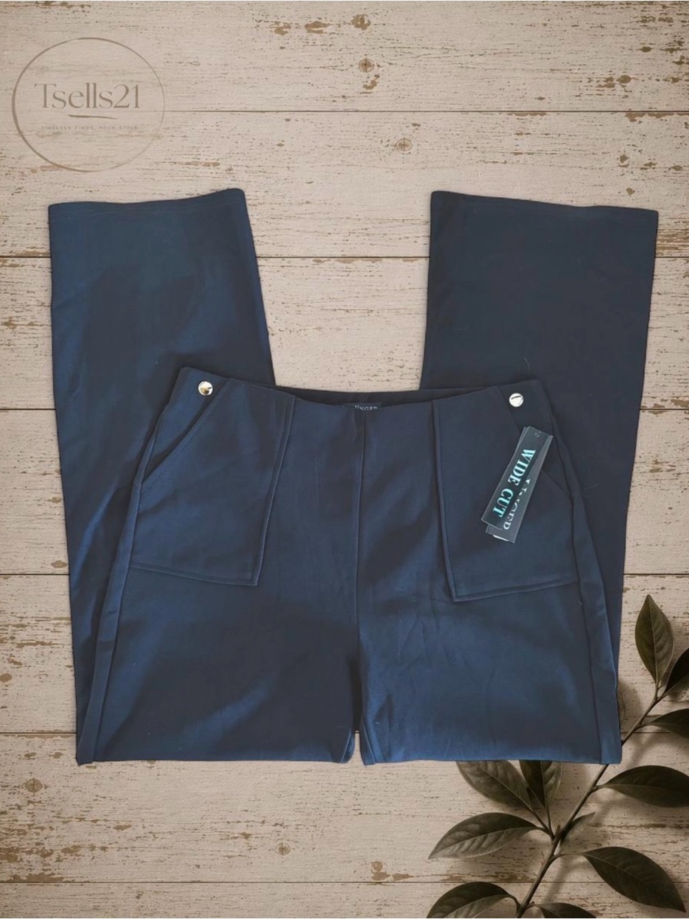 NWT Kay Unger Black Wide-Cut Trousers - Size XL